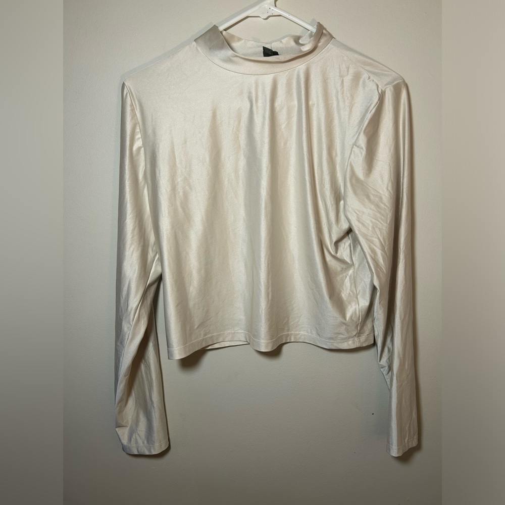 White crop turtleneck